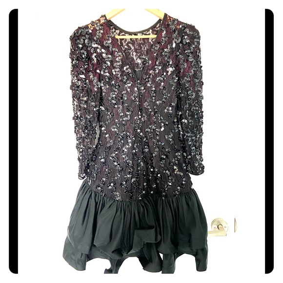 Vintage mini ruffle lace dress sz 4 - Picture 3 of 6